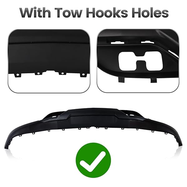 FRONT BUMPER LOWER VALANCE COMPATIBLE WITH CHEVROLET CHEVY SILVERADO 2016-2019 1500 LD W/TOW HOOKS HOLES REPLACE 84029773 GM1015134C