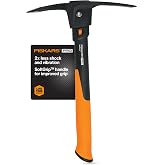 Fiskars Pro IsoCore 14" 2-in-1 Pickaxe &amp; Hoe, Shock Reduction, 1.5 lb | IsoCore Shock Control System Reduces Vibration, Dual-Head Mattock &amp; Pick Tool, Detailed Landscape or Small Excavation