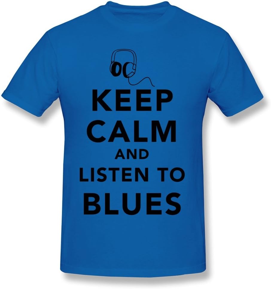 AJLNA Men's Keep Calm And Listen To Blues T-Shirt Purple