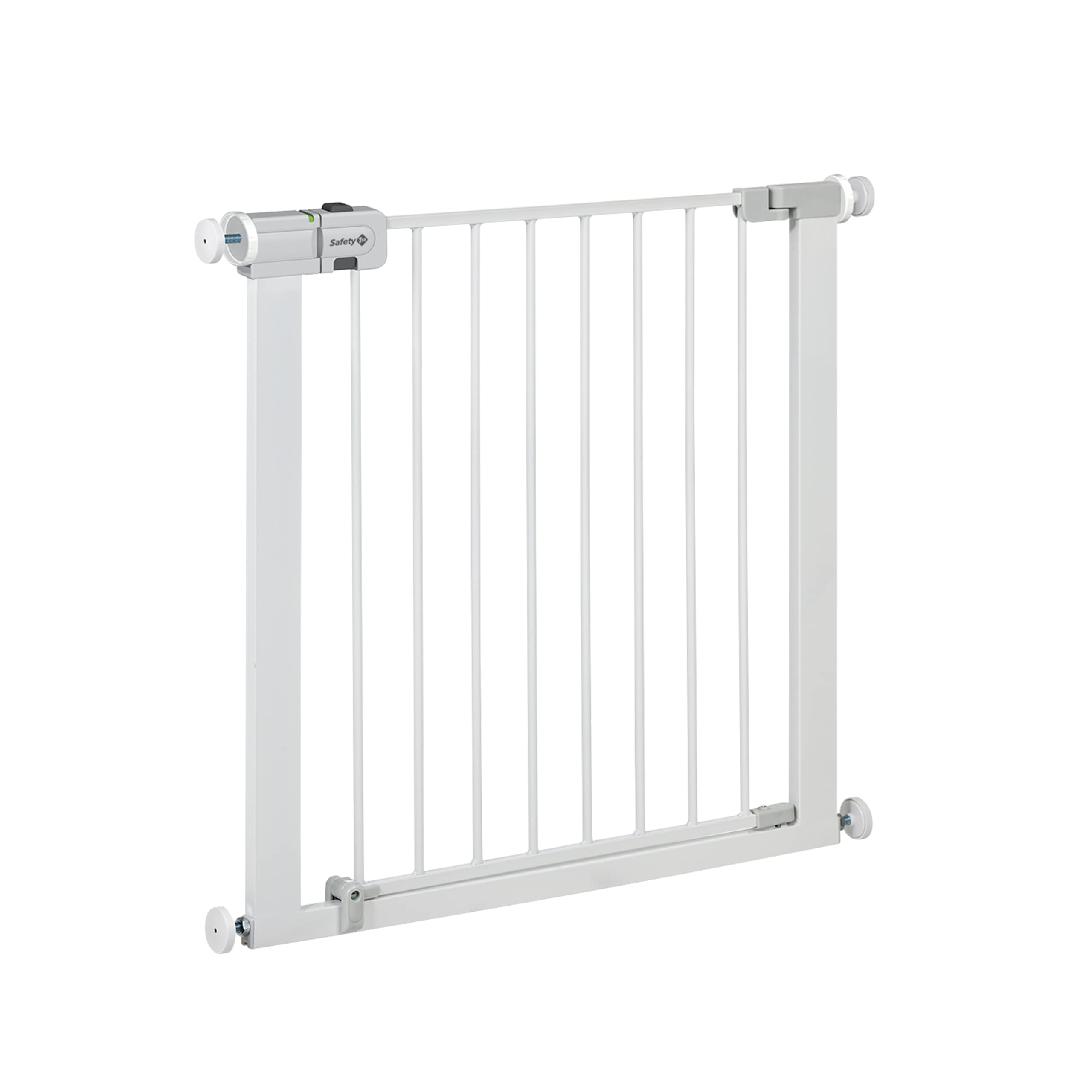 Safety 1st Easy Close Extendable Safety Gate, Pressure Mount Stair Gate, Baby and Dog Barrier, 6 months to 2 years, Metal White (metallic white)