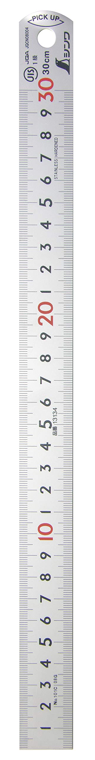 Shinwa Sokutei Pick up scale (silver) Display in CM [1 mm pitch, 30 cm] (JIS 1 grade) Numbers written in red (13134) (Japan Import)