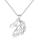 Tufeney Horse Necklace for Horses Lovers - 925 Sterling Silver Western Animal Pendant Chain Viking Jewelry Irish Gifts for Equestrian Lovers