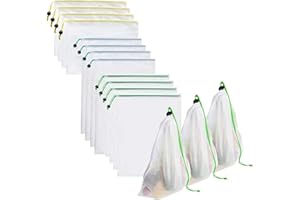 Yomitek Set of 12 Reusable Produce Bags,Washable Mesh Produce Bags with Drawstrings for Grocery Shopping & Storage,Produce St