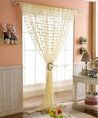 Geo Nature Polyester Eyelet Door Curtain (5 feet, Beige) - Pack of 2 Piece