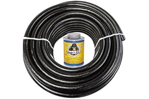 HydroMaxx 100 Feet x 2 Inch Black Flexible PVC Pipe, Hose and Tubing for Koi Ponds, Irrigation and Water Gardens.