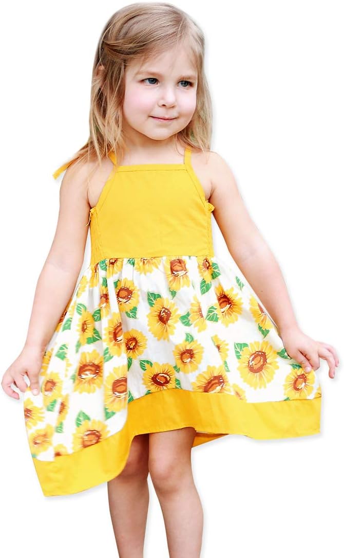 Baby Girls Dress Floral Print Plaid Toddler Tiered Summer Casual Skirt Birthday Wedding Party Dresses