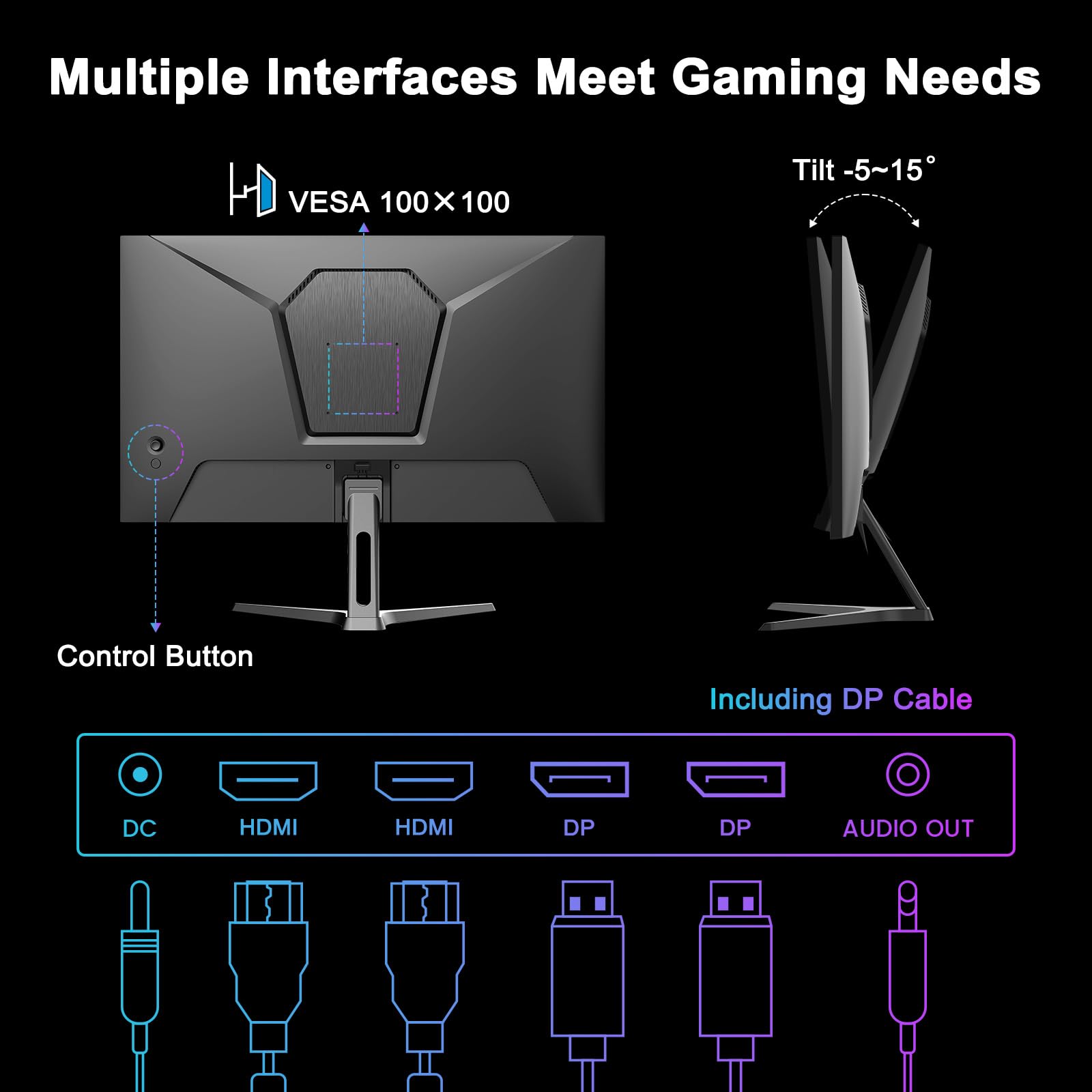 SANSUI 27 Inch WQHD 2560 x 1440 IPS Gaming Monitor, 200Hz 180Hz 1ms Computer Monitor, DP 1.2 x2 | HDMI 2.0 x2 | VESA Mount, 120% sRGB HDR Eye Care Metal Stand (DP Cable Included)