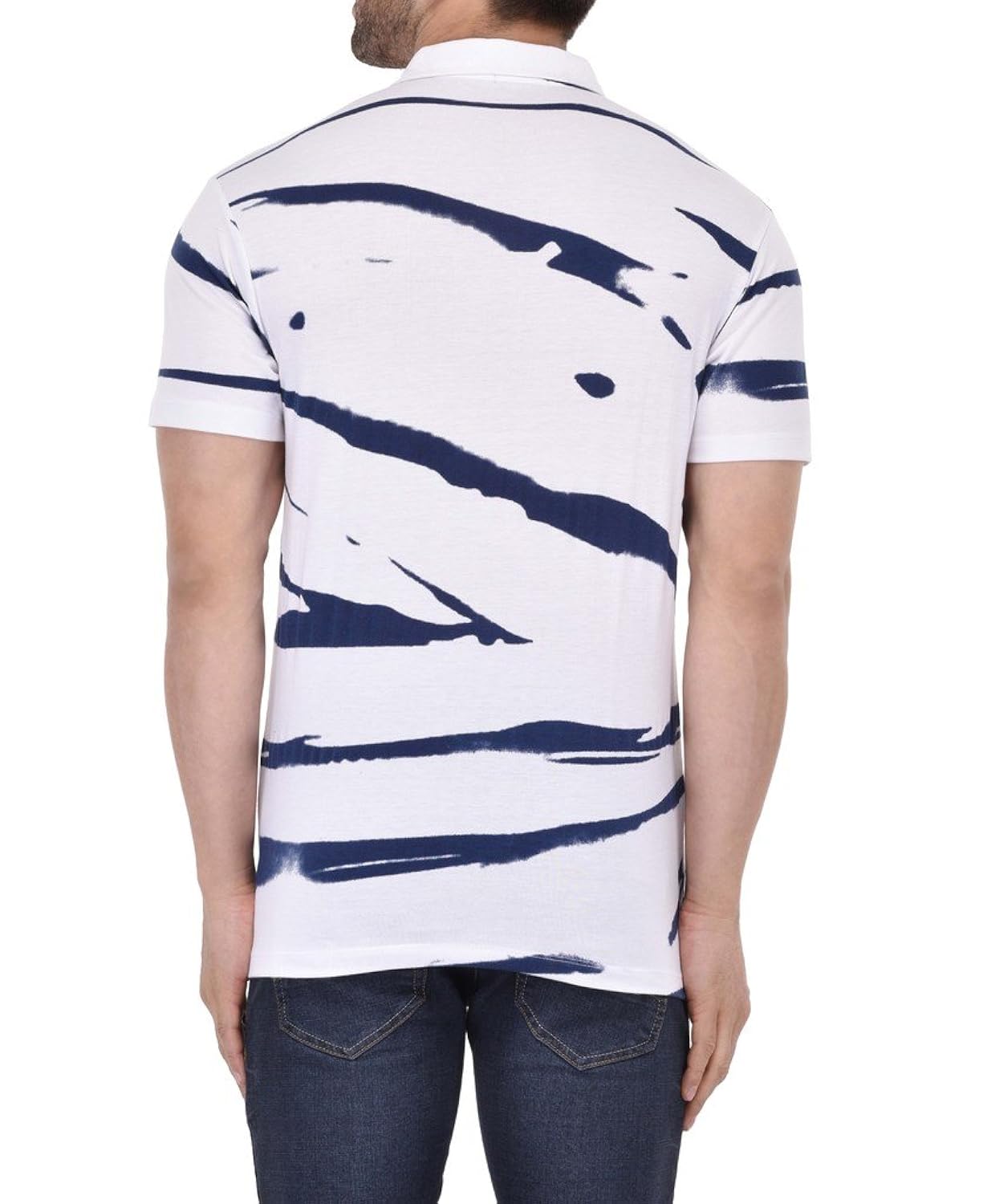 vivid bharti white half sleeve printed men's polo tshirt