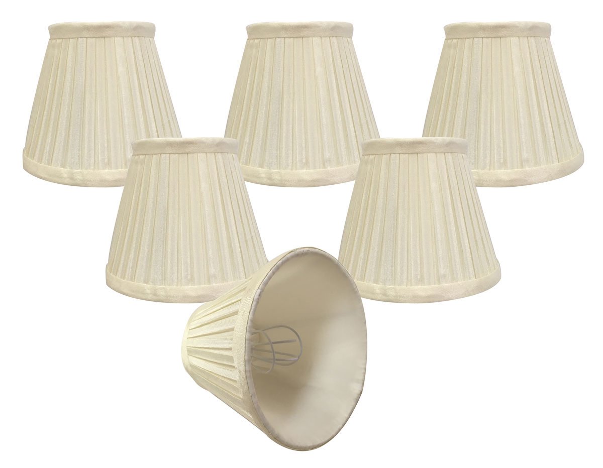 Photo 1 of (FAIR) Royal Designs, Inc. Clip on Pleated Empire Chandelier Lamp Shade Flame Clip Fitter, CSO-1031-5EG-6, 3 x 5 x 4.5, Eggshell, 6 Pack