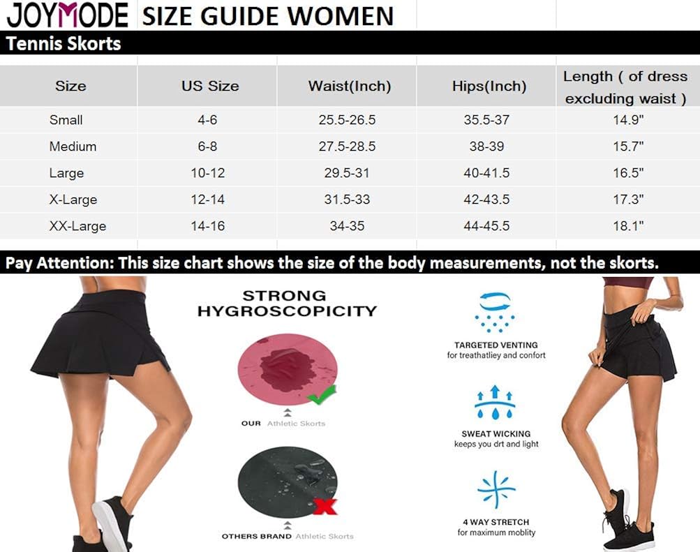 JOYMODE Women's Athletic Skort with Pockets Running Tennis Golf Workout Skirt: Clothing