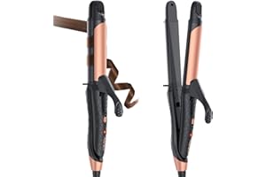 AMOVEE Dual Voltage Curling Iron 2-in-1 Curling Iron 1 Inch,(100V~240V) Dual Voltage Hair Straightener Travel CurlingIron European Flat Iron(Black)