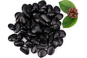 BLQH [18 Pounds] Black Pebbles Aquarium Gravel River Rock, Natural Polished Decorative Gravel,Garden Outdoor Ornamental River Pebbles Rocks,Black Stones，Polished Gravel for Landscaping Vase Fillers (Black)