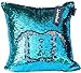 Livedeal 40x40cm Sequins Mermaid Reversible Pillow Case, Light Blue and Silver