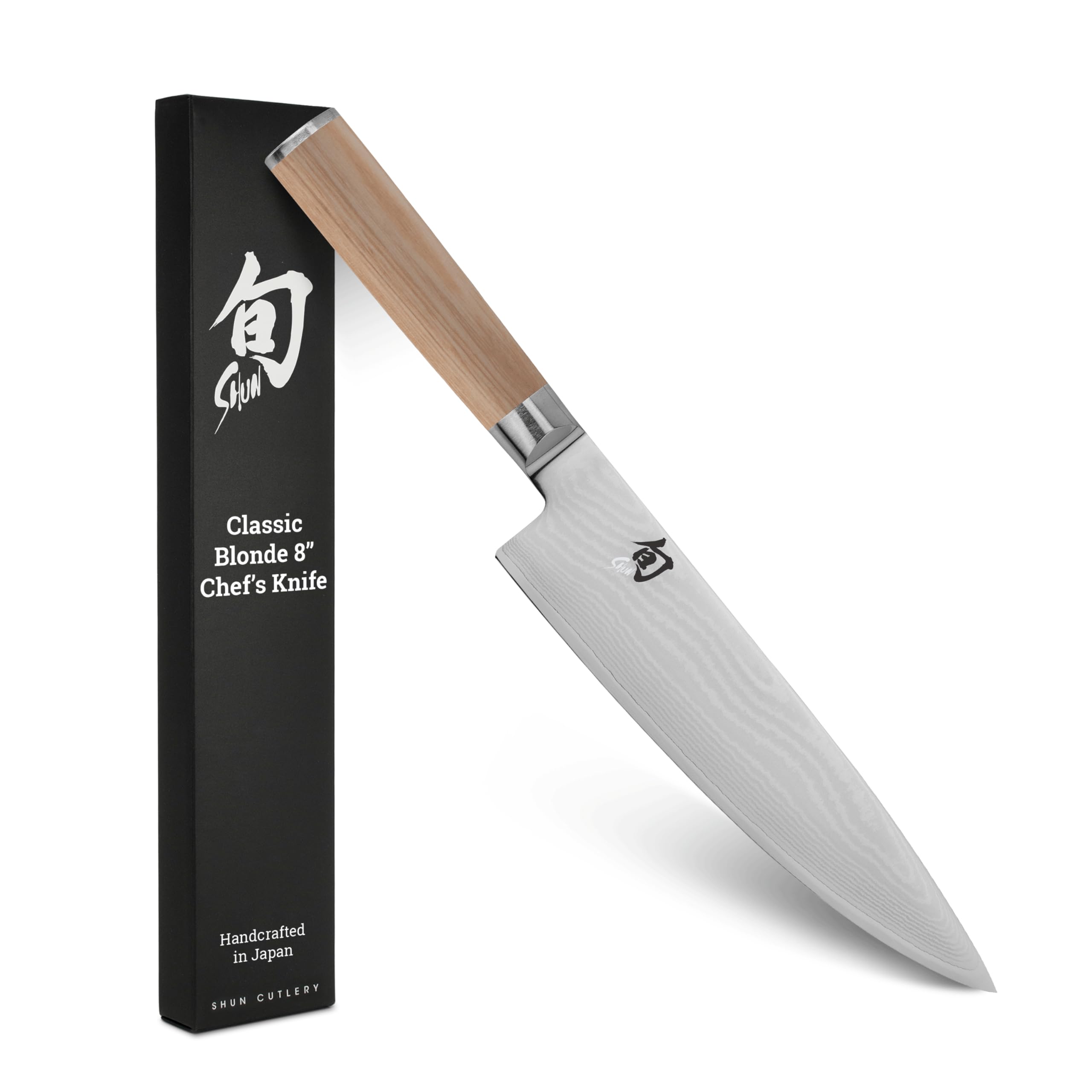 Photo 1 of Shun Classic Blonde 8" Chef's Knife, Handcrafted Japanese Kitchen Knife for Professional and Home Chefs, VG-MAX Core with Damascus Stainless Steel Cladding, Pakkawood Handle