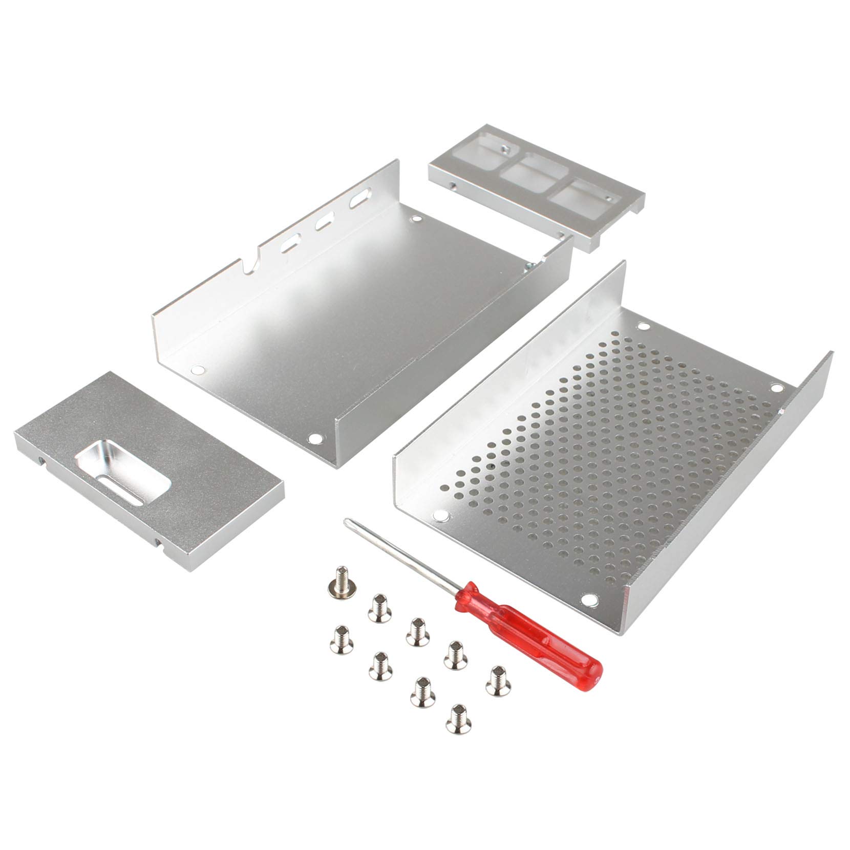 Jopto Aluminum Alloy Case Cooling Shell Box with Fan Compatible with Raspberry Pi 4B Raspberry Pi 4 Model B (Not Include Raspberry Pi Board)(Silver)