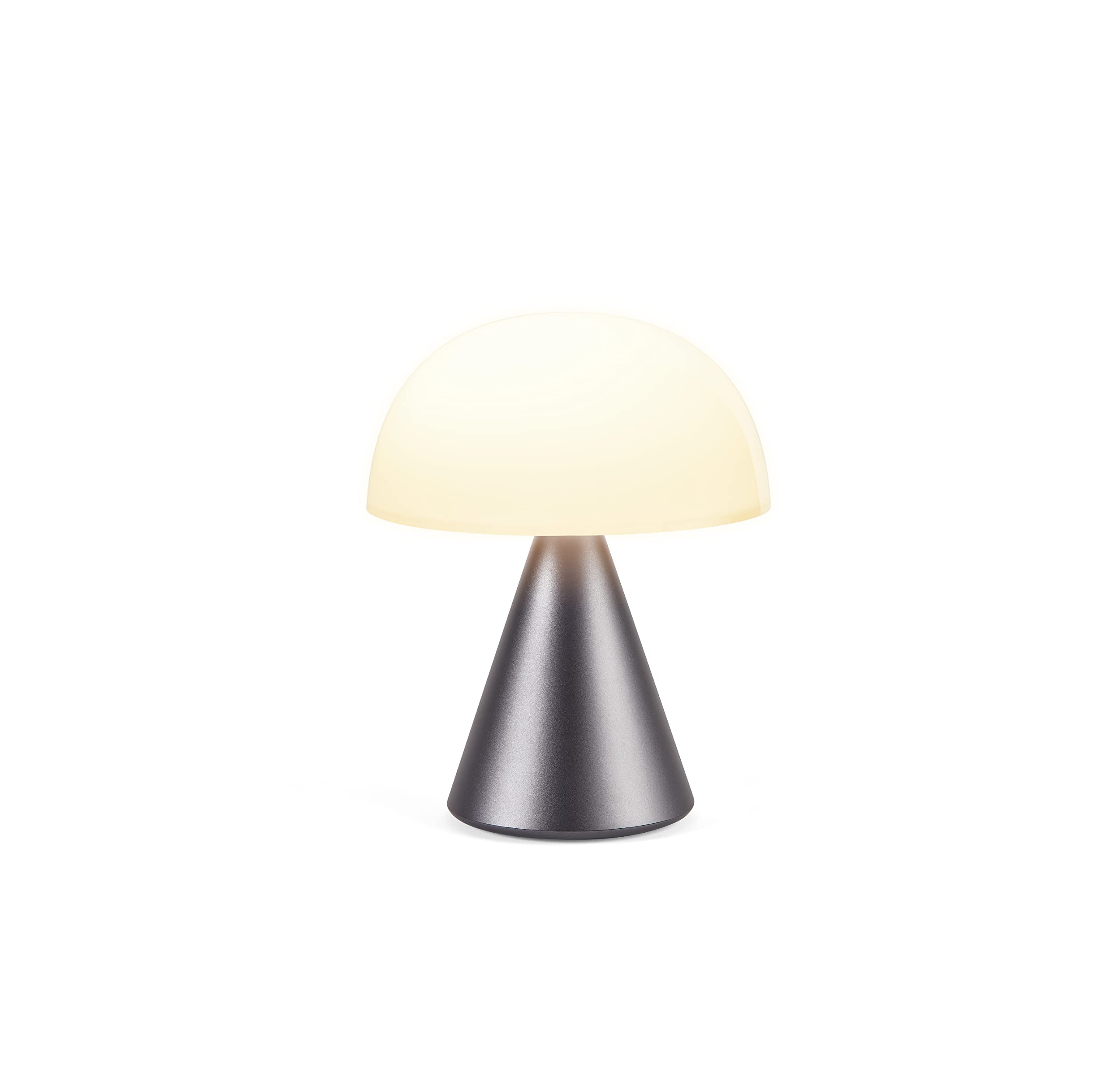Lexon Mina L Mushroom Lamp - 9 LED Color Table Lamp for Bedrooms, Living Room & Office - Cordless, Rechargeable with 24h Light & Dimmer, Aluminum, Large - Gun Metal