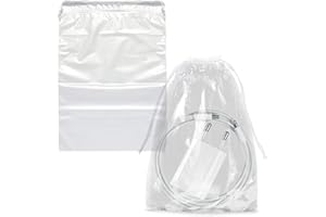 PUREVACY Clear Drawstring Bag, 4 x 6 Inches. 100 Pack Clear Plastic Drawstring Bags. 2 Mil Double Drawstring Clear Plastic Bags. Waterproof Clear Drawstring Bags for Goodies, Travel Essentials