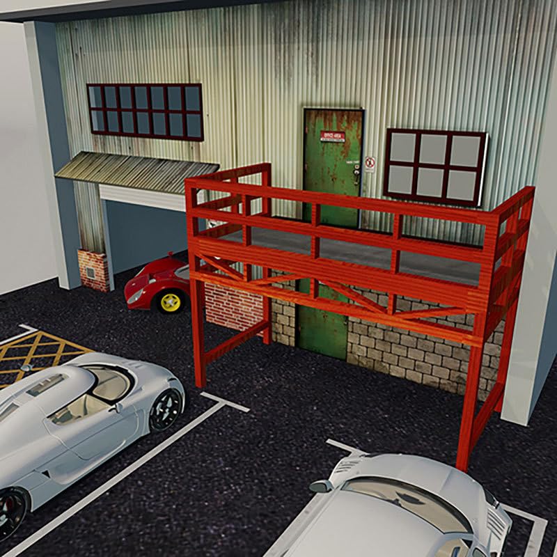 1:64 Scale Diorama US Garage Scene Light-up 3D Build for Car Model Parking Lot