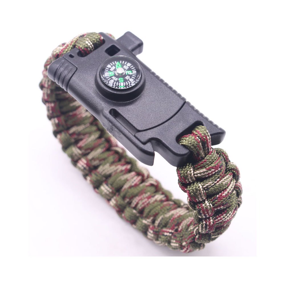 Best Quality Ayat Military Outdoor Paracord Survival Bracelet 550 LB - Hiking Travelling Camping Gear Kit - Parachute Rope Bracelet - With Compass, Flint Stone, Fire Sticks, Knife, and Whistle