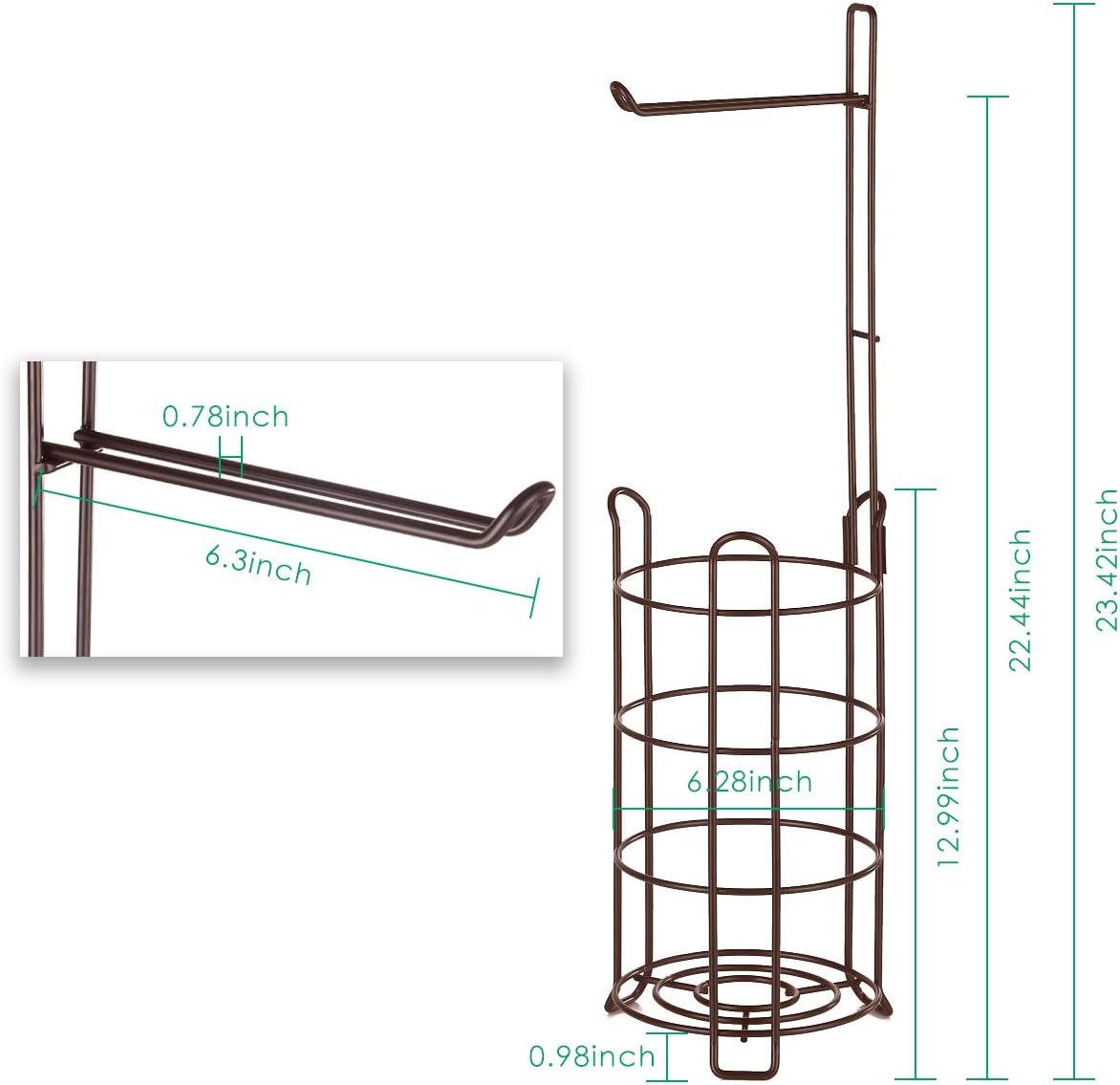 TomCare Toilet Paper Holder Toilet Paper Stand and Dispenser for 3 Spare Rolls Metal Wire Free-Standing Toilet Tissue Paper Roll Storage Shelf Bathroom Accessories Storage Organizer Bronze: Home & Kitchen