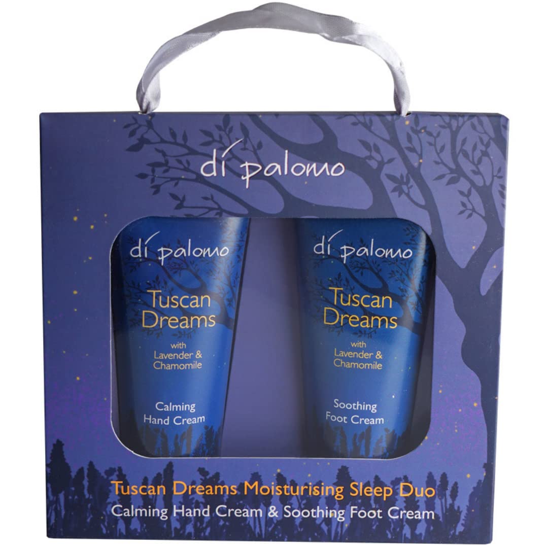 Di Palomo Vegan Tuscan Dreams Moisturising Sleep Duo. Calming Hand Cream & Soothing Foot Cream for Women. Moisturising Skin Care. Lavender & Chamomile for Anxiety Relief & Sleep Aid. Vegan Gift Set.