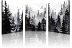 Lapremoly Wall Decorations For Living Room Canvas Wall Art For Bedroom Office Home Wall Decor Black And White Forest Scenery Wall Paintings Modern Abstract Art Prints Ready To Hang Pictures 3 Piece