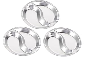 IMIKEYA Stainless Steel Sauce Plates Double Grid 12cm Small Seasoning Dish Multi-use Soy Sauce Bowl