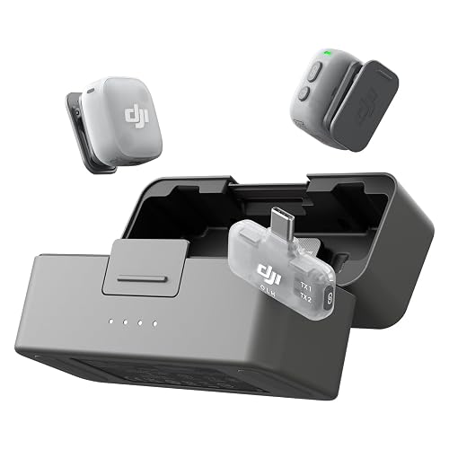 DJI Mic Mini 2 (2 TX + 1 Mobile RX + Charging Case), Wireless Mic | For iPhone 17/16/15 & Android/Tablet/PC, Plug-And-Play, 90h Battery, 300m Transmission, Noise Cancelling, Vlog, Streaming