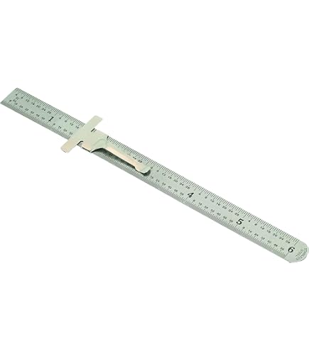 Starrett C607R-6 Spring Tempered Steel Rule – 6-Inch, 3/4-Inch Wide, Satin Chrome Finish With 1/16, 1/32, 1/64 & 1/100 Graduations