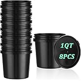 Acrux7 8 Pack 1 Quart Plastic Paint Buckets, Empty Paint Cans with Lids, 1/4 Gallon Paints Storage Containers for Painting, DIY Crafts (Black)