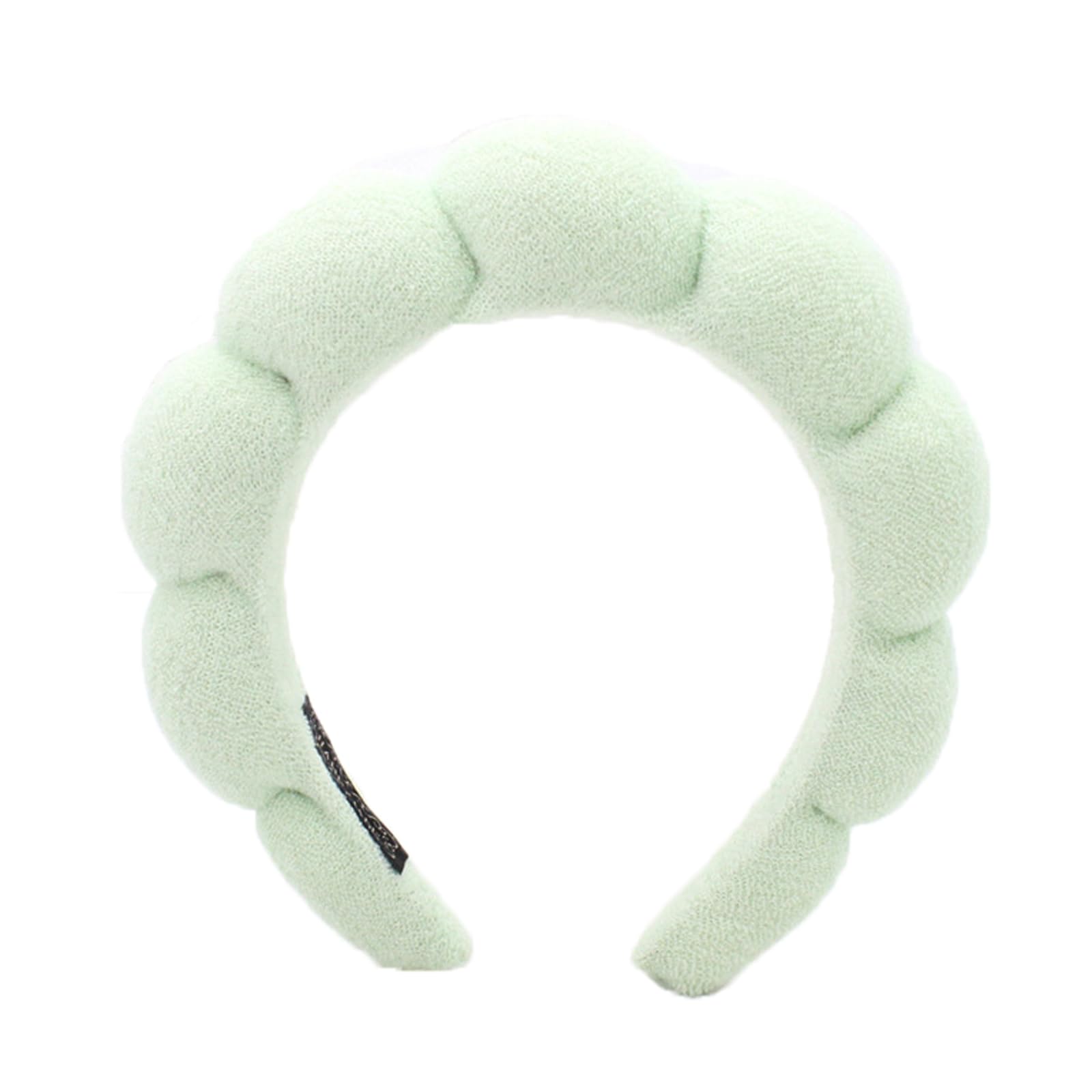 Ycfish Puffy Makeup Headband Spa Headband for Women, Sponge & Terry Towel Cloth Fabric, Cute Skincare Headband for Face Washing, Makeup Removal, Shower, Facial Mask (Green) — image 1
