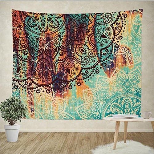 Pertongty Indian Flower Elephant Mandala Tapestry Wall Hanging Bedspread Throw Hippie Boho Decoration (Small/59" X 51", Pattern 04)