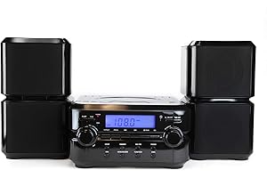 Emerson ES-4001 Bluetooth Micro Music System with MP3, CD Player, FM Radio, USB Playback, Alarm Clock, AUX Input, LED Display