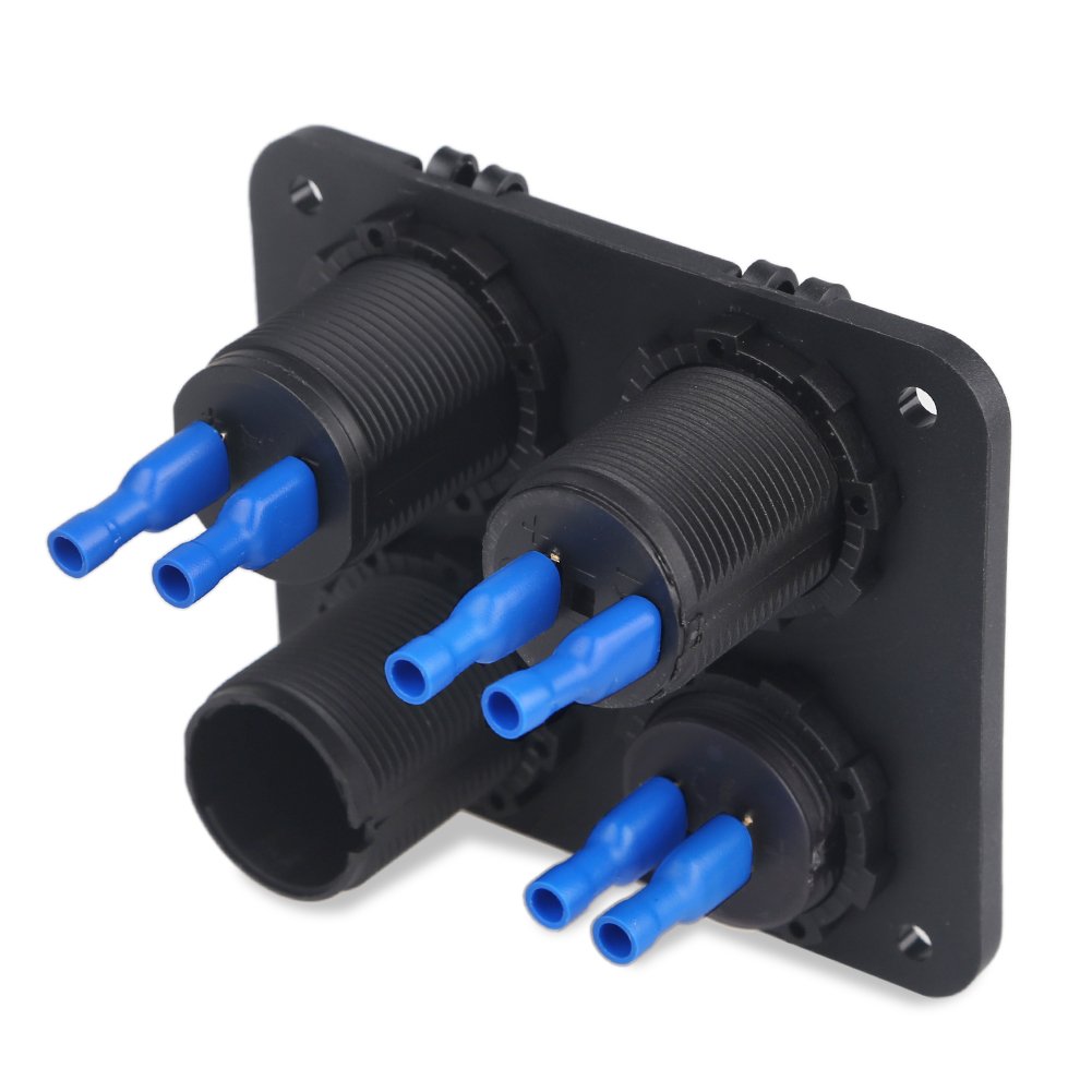 WATERWICH 2 3 4 Hole Marine Illuminated Toggle Rocker Switch Panel Waterproof Ignition Rocker Switch 12V-24V Volt Meter for RV Car Boat Trailer Vehicles Truck Yacht SUV (Two Hole Green)