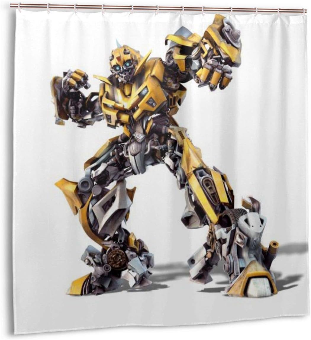 Amazon Com Wenshop Transformers Bumblebee Shower Curtain Funny Waterproof Shower Curtains Bath Curtain Bathroom Set With 12 Hooks For Home Bathroom Decoration 72x72in Kitchen Dining