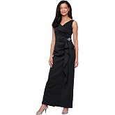 Alex Evenings Women's Sleeveless Stretch Scuba Crepe Dress with Embellished Detail at Hip and Cascade Ruffle Skirt