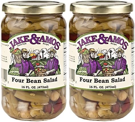 Jake &amp; Amos, Amish Style, 4 (Four) Bean Salad / 2 - 16 Oz. Jars