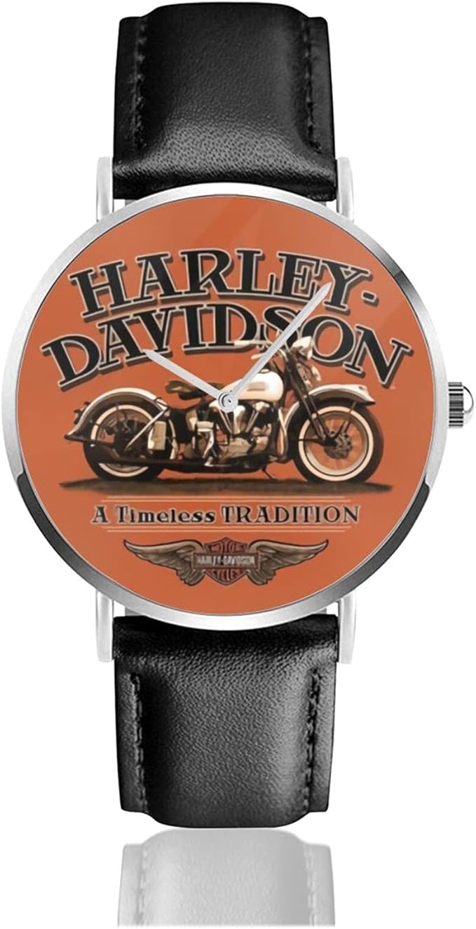 Harley Davidson Men Watch Leather Strap Classic Dress Large Face Analog