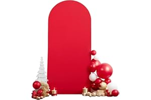 PARTISKY 7.2FT Red Arch Backdrop Cover, Spandex Fitted Wedding Arch Stand Covers 2-Sided Round Top Chiara Arch Backdrop Cover for Wedding Ceremony Birthday Party Baby Shower Banquet Decoration