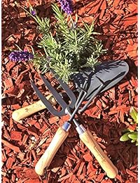 Ocaliving Hermoso juego de 3 piezas de herramientas de mano de jardín   Kit de jardinería y plantación Essentials   Accesorios de maceta de acero afilados con mangos ergonómicos de madera