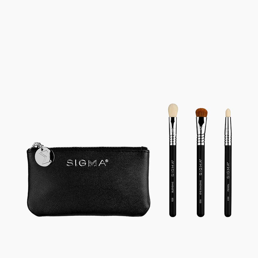 Sigma Beauty Glam 'N Go Mini Eye Brush Set, 3 Brushes and Beauty Bag