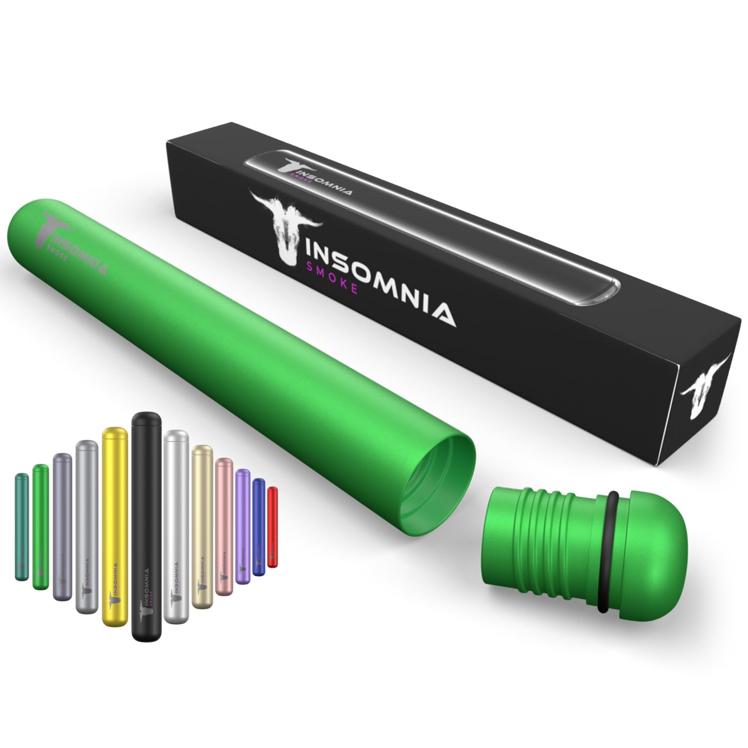 Insomnia Smoke Pre-roll Case | Water, Smell & Odour Proof | Premium Tobacco Tube Cigarette Storage Container Box for King Size Preroll Cone | Made of CNC Aluminium for Luxury Lifestyle (Green)