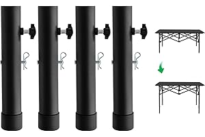 Andorm 4Pack Folding Table Leg Extenders, Table Risers for Folding Tables, Metal Steel Folding Tables Leg Extensions Heavy Duty, 2 Adjustable Level(3.6"-5.23")