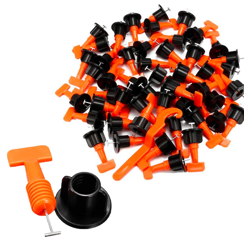 TOPWAY Tile Leveling System 100pcs Pack Reusable Tile Levelers Spacers for Building Walls Floors + Special Wrench