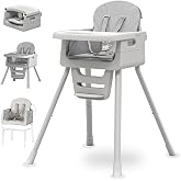 3-in-1 High Chair for Babies and Toddlers, Infant to Toddler Seating&amp;Dining | Easy Clean Convertible Portable Dishwasher Tray 5-Point Harness Stable Non-Slip Feet Waterproof Seat Pad