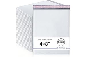 BAYLUE White Small Bubble Mailers 4x8 Inch #000 | Thick Padded Poly Bubble Mailer Envelopes | Bubble Envelopes | Mailing Envelopes | Water & Tear Resistant | 500 Pack Bulk | Trading Card Sports card Shipping