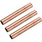 uxcell Copper Round Tube, 15mm OD 0.5mm Wall Thickness 100mm Length Straight Pipe Tubing 3 Pcs