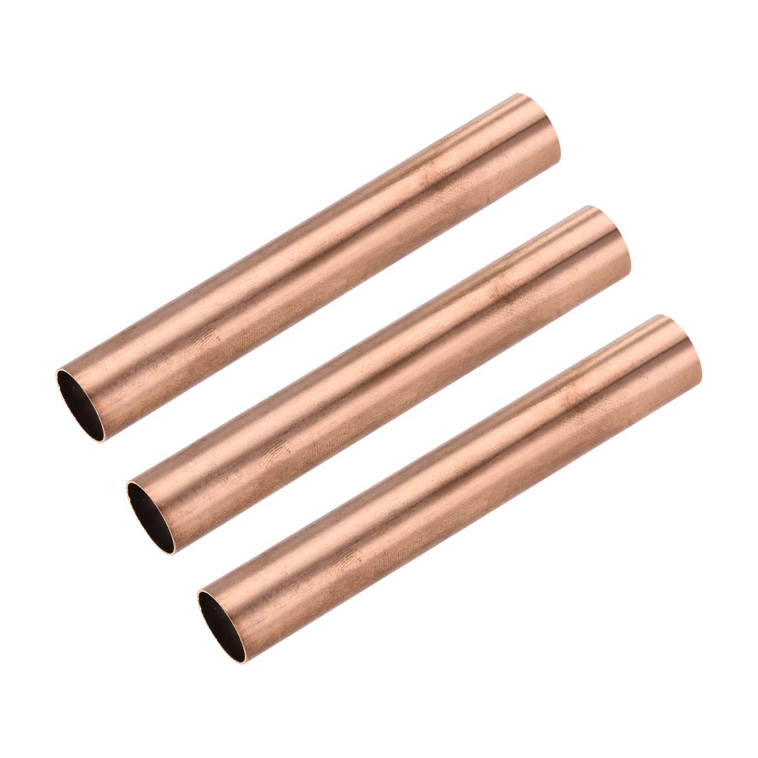 sourcing map Copper Round Tube, 15mm OD 0.5mm Wall Thickness 100mm Length Straight Pipe Tubing 3 Pcs