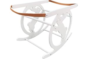 MYBASSINET Moses Basket Rocker Stand Antique White Stand for Baby Infants Durable and Sturdy Natural Wood Rocking Feature Mod