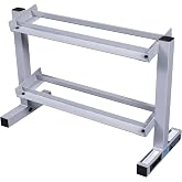 Body-Solid (PDR282X) 2-Tier Dumbbell Rack - Heavy-Duty 30inch Wide Weight Stand, Home Gym Storage Solution Holds 1 pair each of 5-30 lb. Dumbbells